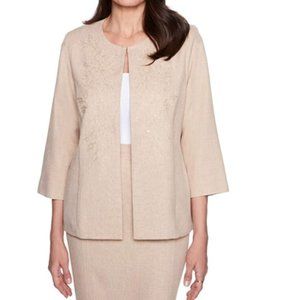 Alfred Dunner Womens La Dolce Suit Jacket - Almond Beige Size 14 16 NWT